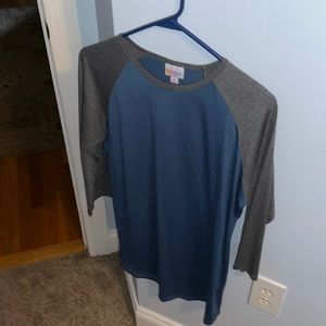 Lularoe blue and gray baseball shirt